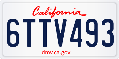 CA license plate 6TTV493