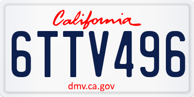 CA license plate 6TTV496