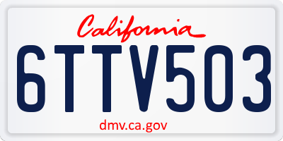 CA license plate 6TTV503