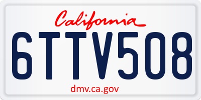 CA license plate 6TTV508