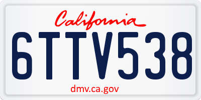 CA license plate 6TTV538