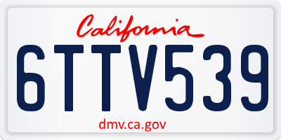 CA license plate 6TTV539
