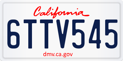 CA license plate 6TTV545