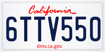 CA license plate 6TTV550