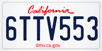 CA license plate 6TTV553