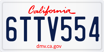 CA license plate 6TTV554