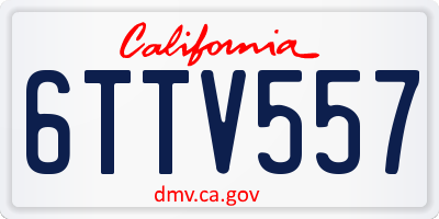CA license plate 6TTV557