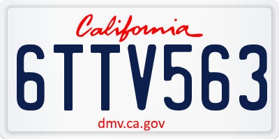 CA license plate 6TTV563