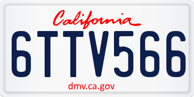 CA license plate 6TTV566