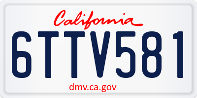CA license plate 6TTV581
