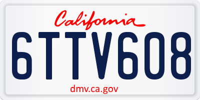 CA license plate 6TTV608