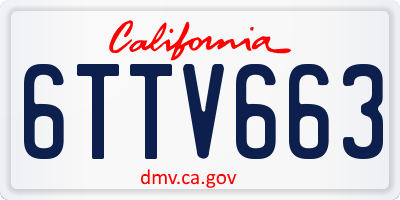 CA license plate 6TTV663