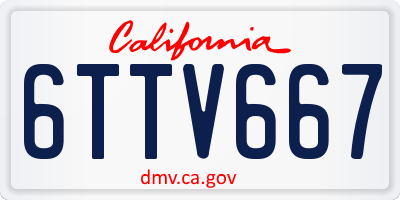 CA license plate 6TTV667