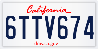 CA license plate 6TTV674