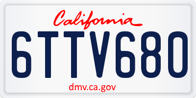 CA license plate 6TTV680