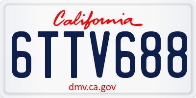 CA license plate 6TTV688