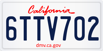 CA license plate 6TTV702