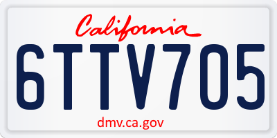 CA license plate 6TTV705