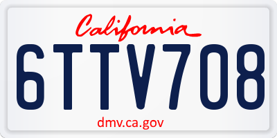 CA license plate 6TTV708