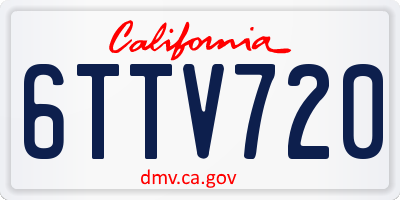 CA license plate 6TTV720