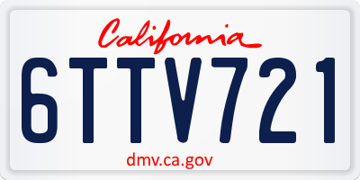 CA license plate 6TTV721