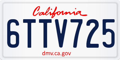 CA license plate 6TTV725