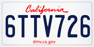 CA license plate 6TTV726