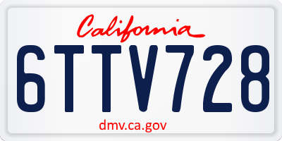CA license plate 6TTV728