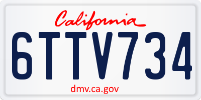 CA license plate 6TTV734