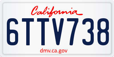 CA license plate 6TTV738