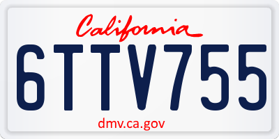 CA license plate 6TTV755