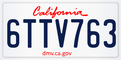CA license plate 6TTV763