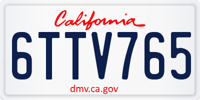 CA license plate 6TTV765