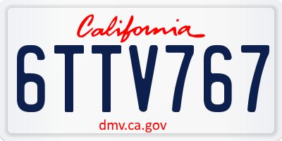 CA license plate 6TTV767