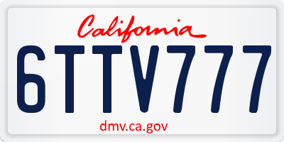 CA license plate 6TTV777