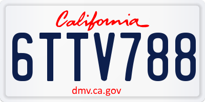 CA license plate 6TTV788