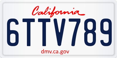 CA license plate 6TTV789