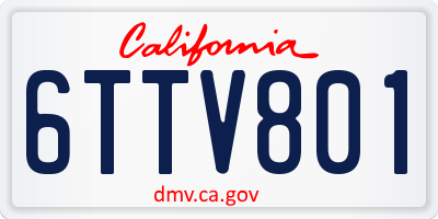 CA license plate 6TTV801
