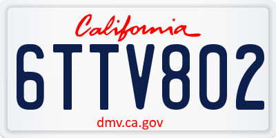 CA license plate 6TTV802