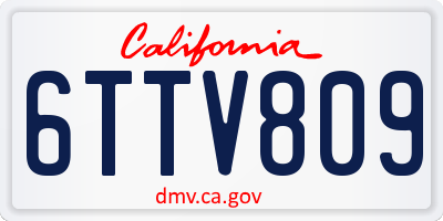 CA license plate 6TTV809