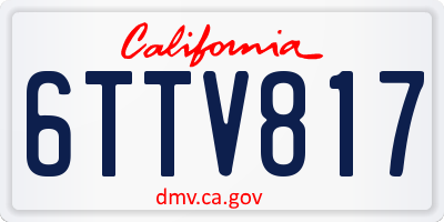 CA license plate 6TTV817