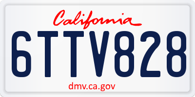 CA license plate 6TTV828