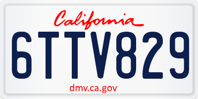 CA license plate 6TTV829