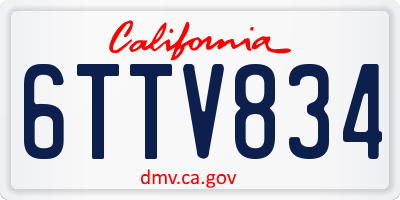 CA license plate 6TTV834