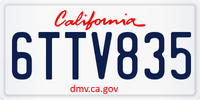CA license plate 6TTV835