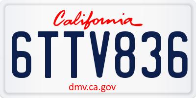 CA license plate 6TTV836