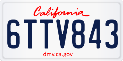 CA license plate 6TTV843