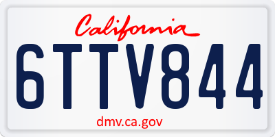 CA license plate 6TTV844