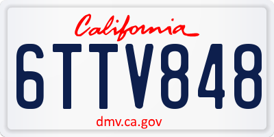 CA license plate 6TTV848