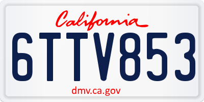 CA license plate 6TTV853